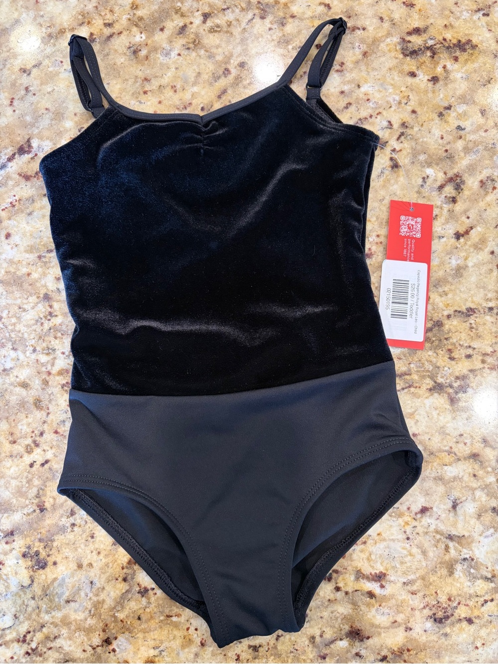 Capezio Black Velvet Kids One-Piece Bodysuit
